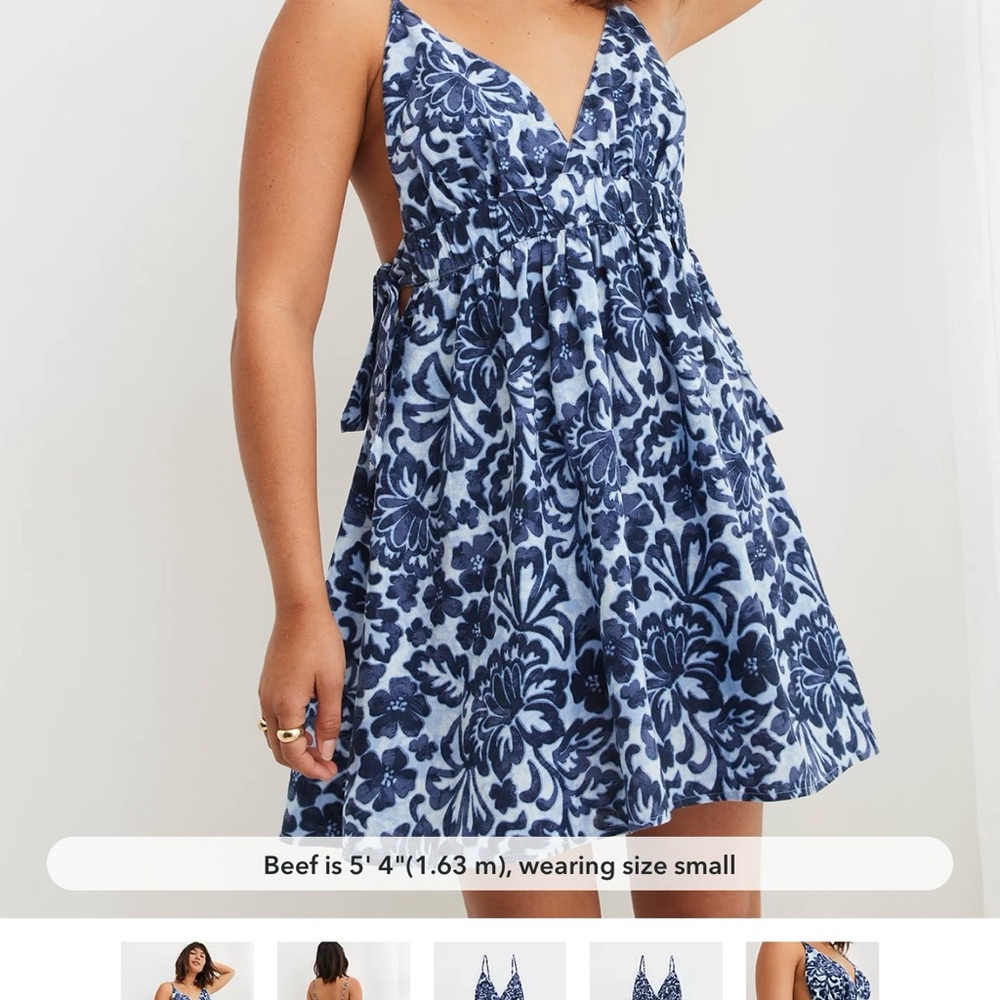 Aerie Sz XXL Floral Blue Sleeveless Dress